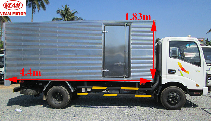 Kích thướt thùng xe 2.5 tấn Veam VT255 vừa phải, thích hợp chở mặt hàng hóa nhỏ gọn-ototaisg.com